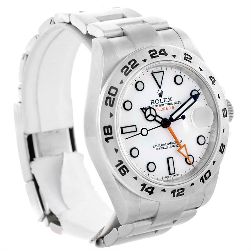 Rolex Explorer II Mens Stainless Steel White Dial Watch 216570 SwissWatchExpo