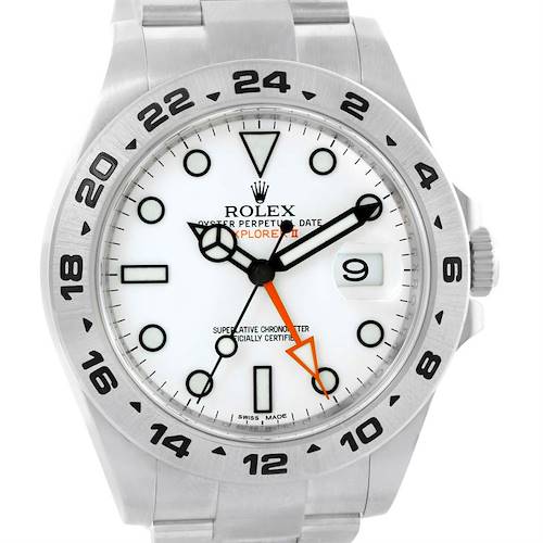 Photo of Rolex Explorer II Mens Stainless Steel White Dial Watch 216570