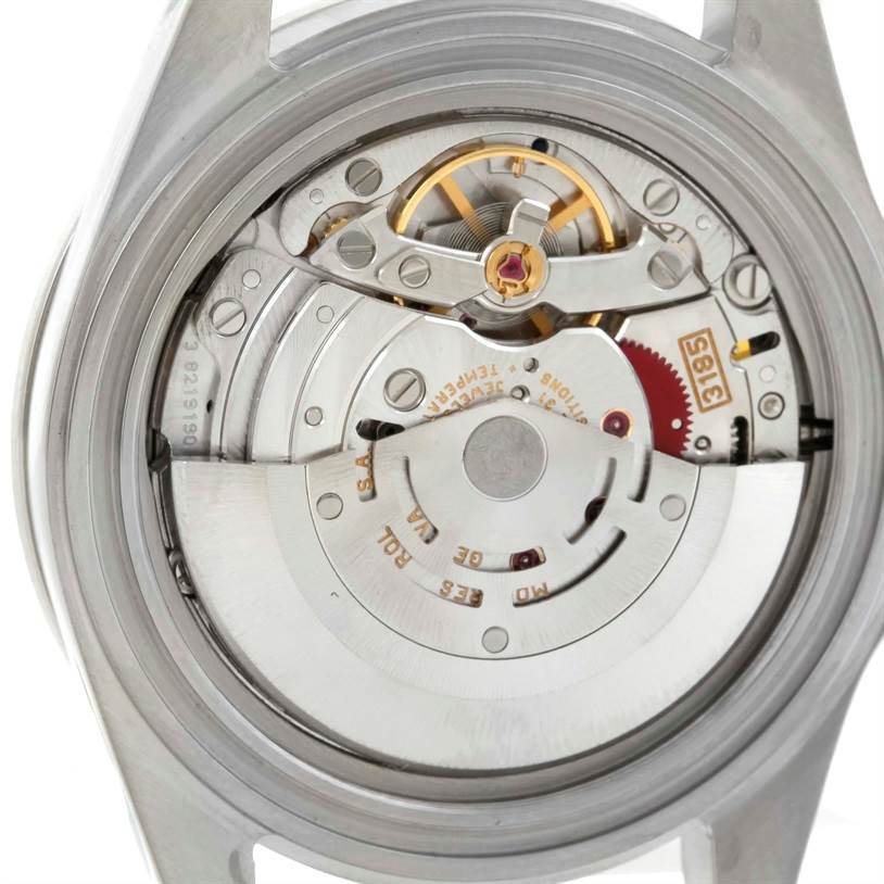 The image shows the back view of the movement mechanism of a Rolex Explorer 16570 Men's Stainless Steel Black Dial 16570 Men's Stainless Steel Black Dial watch.