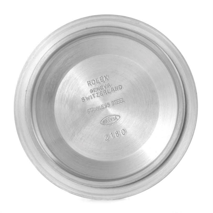 The image shows the inside case back of a Rolex Explorer 16570 Men's Stainless Steel Black Dial 16570 Men's Stainless Steel Black Dial watch.