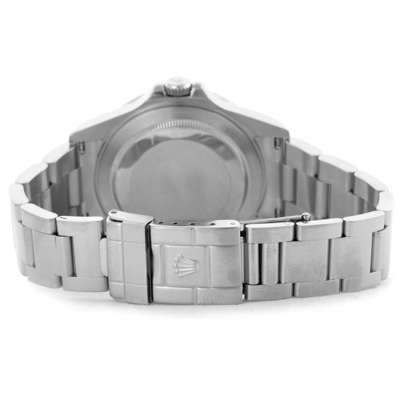 The image shows the back and band clasp of a Rolex Explorer 16570 Men's Stainless Steel Black Dial 16570 Men's Stainless Steel Black Dial watch from a rear angle.