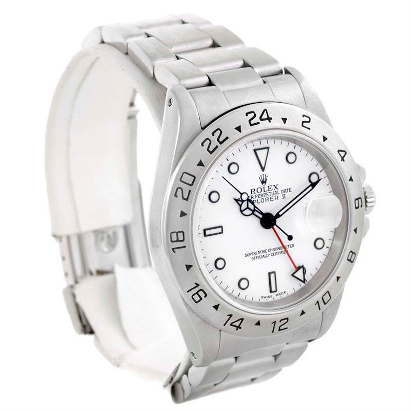 Rolex Explorer II White Dial Steel Mens Watch 16570 Box Papers SwissWatchExpo