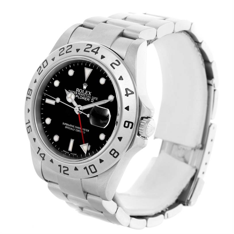 The Rolex Explorer 16570 Men's Stainless Steel Black Dial 16570 Men's Stainless Steel Black Dial watch is shown at a slight angle, highlighting the bezel, dial, and bracelet.