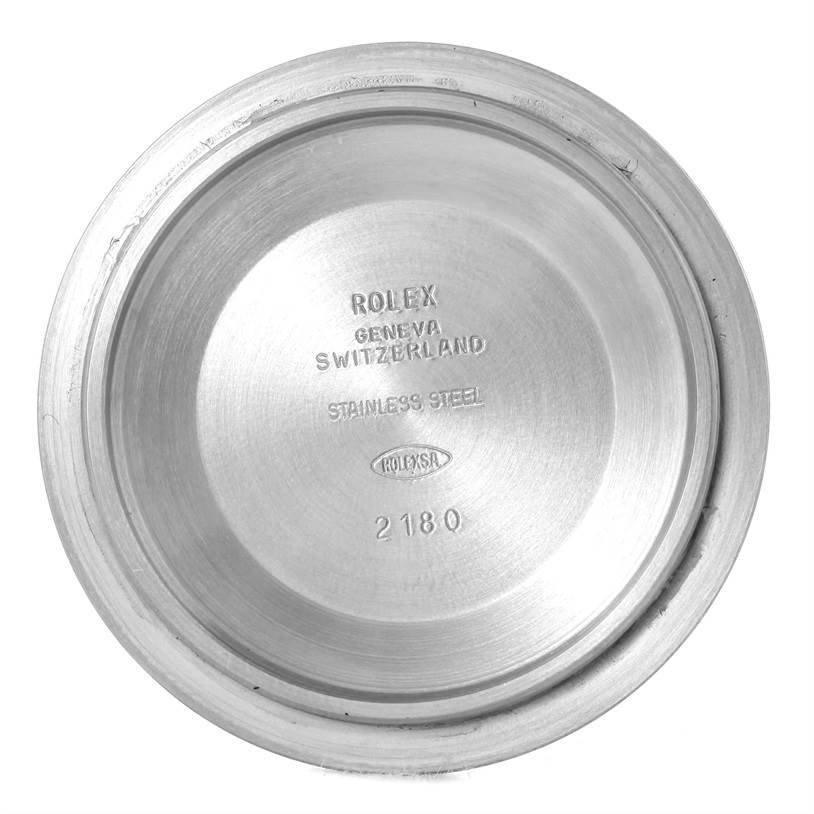 The image shows the inside view of the case back of a Rolex Explorer 16570 Men's Stainless Steel Black Dial 16570 Men's Stainless Steel Black Dial watch.