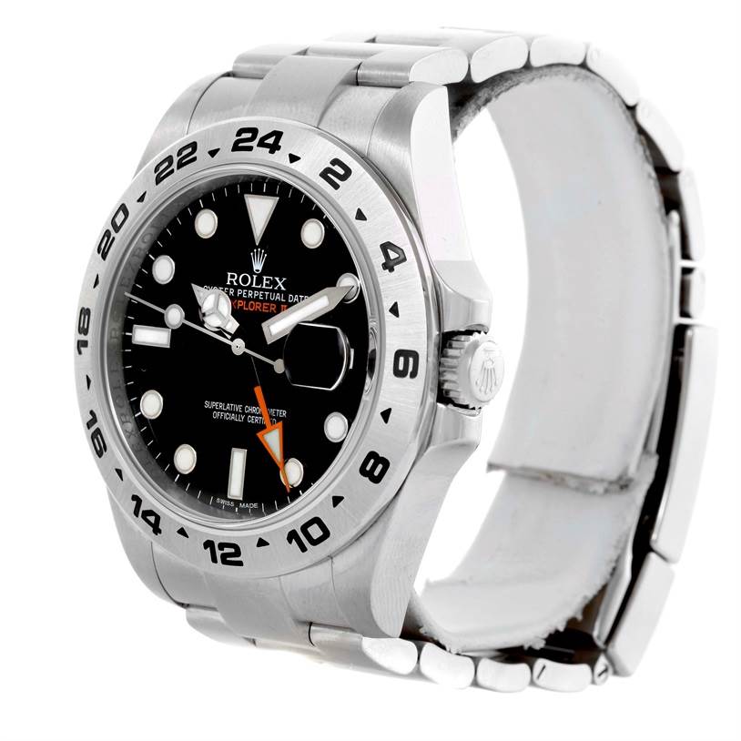 The image shows a side and front angle of a Rolex Explorer 216570 Men
s Stainless Steel Black Dial 216570 Men
s Stainless Steel Black Dial watch, highlighting its dial, bezel, crown, and bracelet.