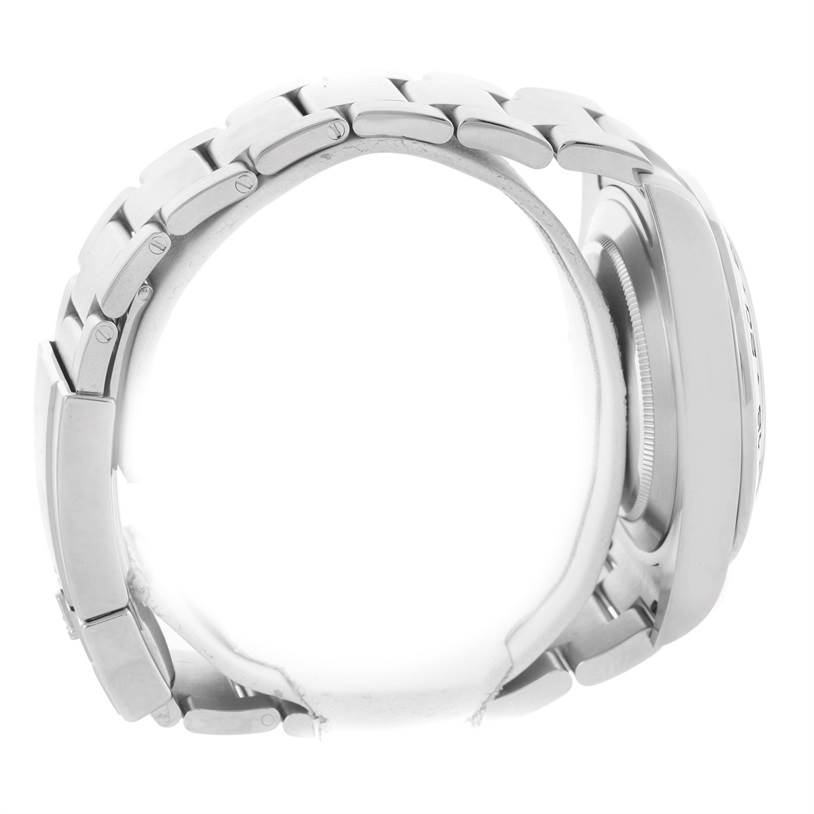 The image shows a side view of the bracelet and case of a Rolex Explorer 216570 Men's Stainless Steel White Dial 216570 Men's Stainless Steel White Dial model watch.