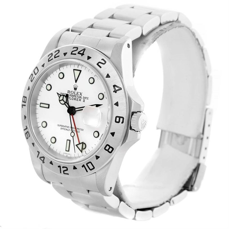 Rolex Explorer II White Dial Automatic Mens Watch 16570 Box Papers SwissWatchExpo