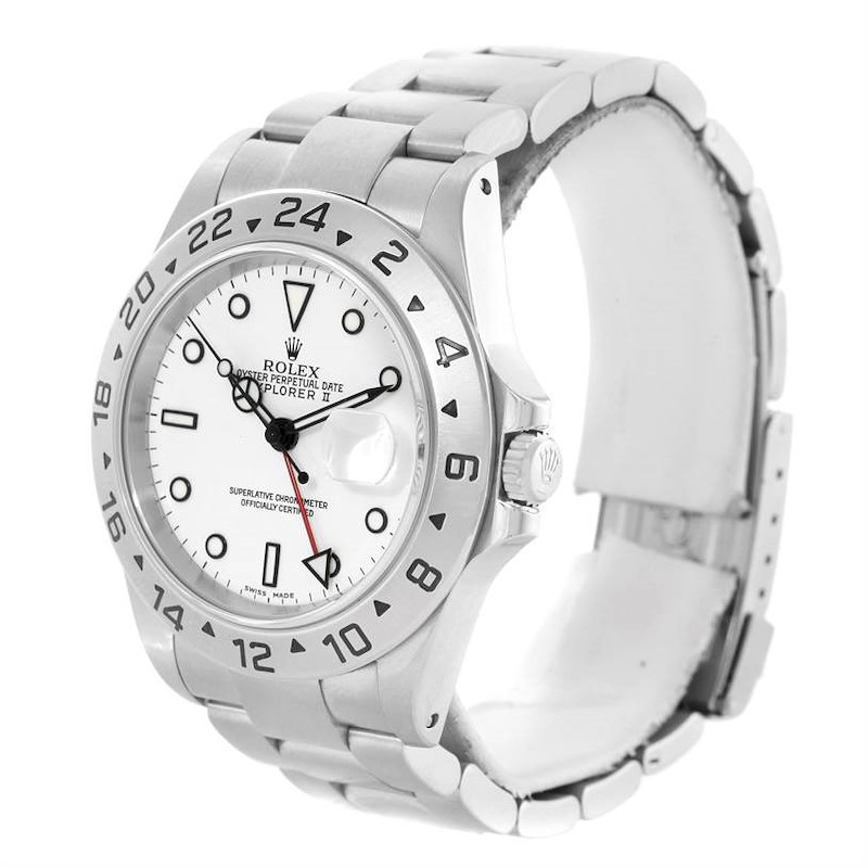 Rolex Explorer II White Dial Stainless Steel Date Mens Watch 16570 SwissWatchExpo
