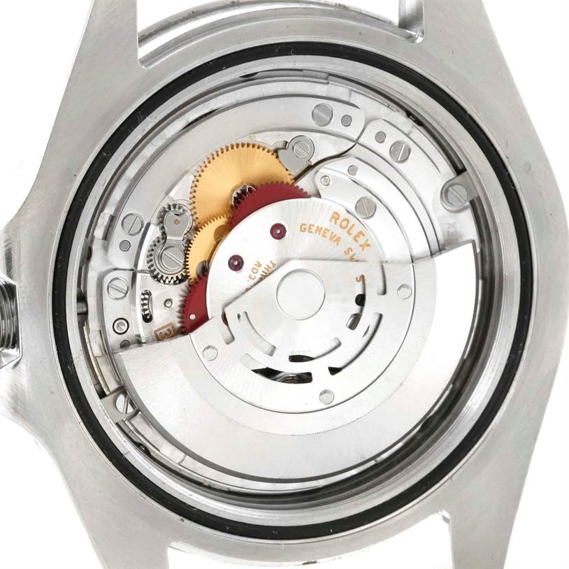 This image shows the back view of the Rolex Explorer 216570 Men's Stainless Steel White Dial 216570 Men's Stainless Steel White Dial, highlighting its intricate movement and internal mechanisms.