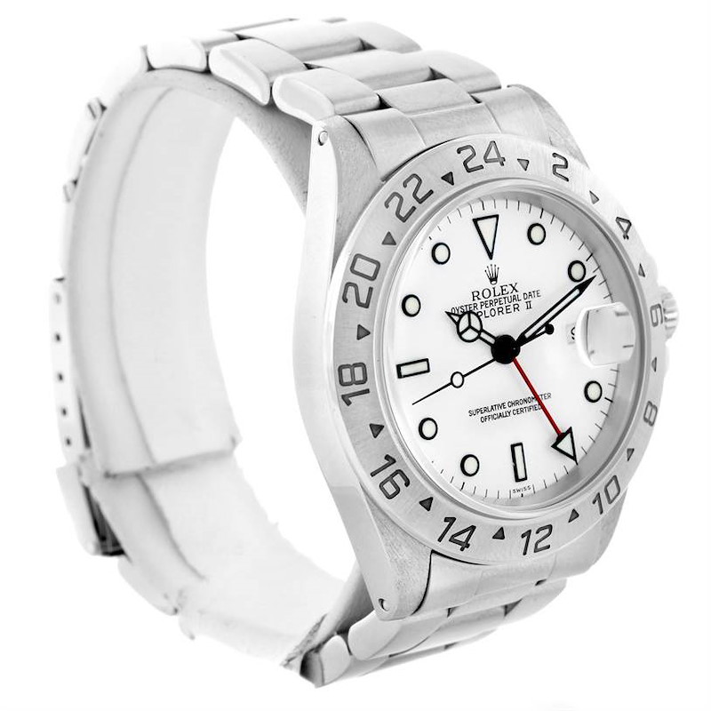 Rolex Explorer II White Dial Automatic Date Mens Watch 16570 SwissWatchExpo