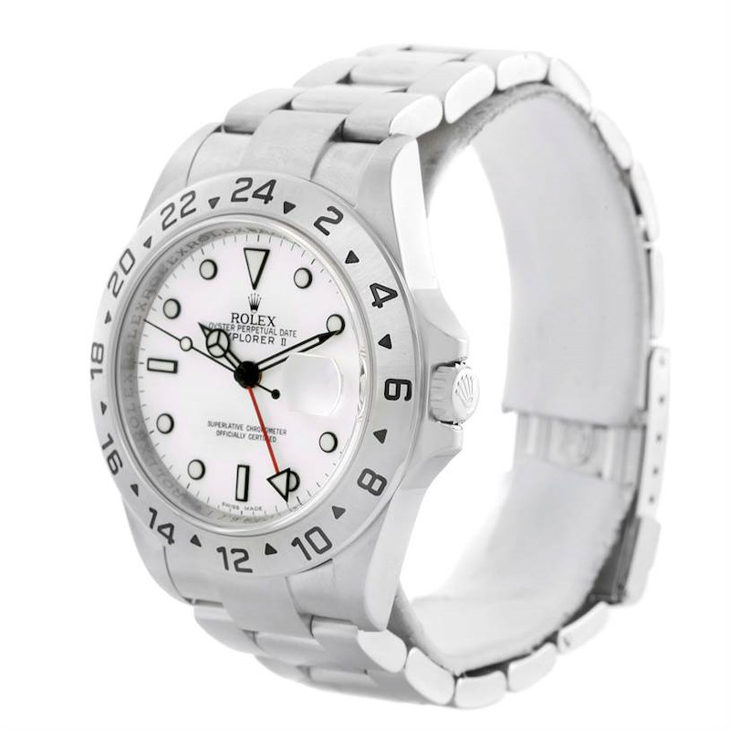 Rolex Explorer II Parachrom Hairspring Steel White Dial Watch 16570 SwissWatchExpo