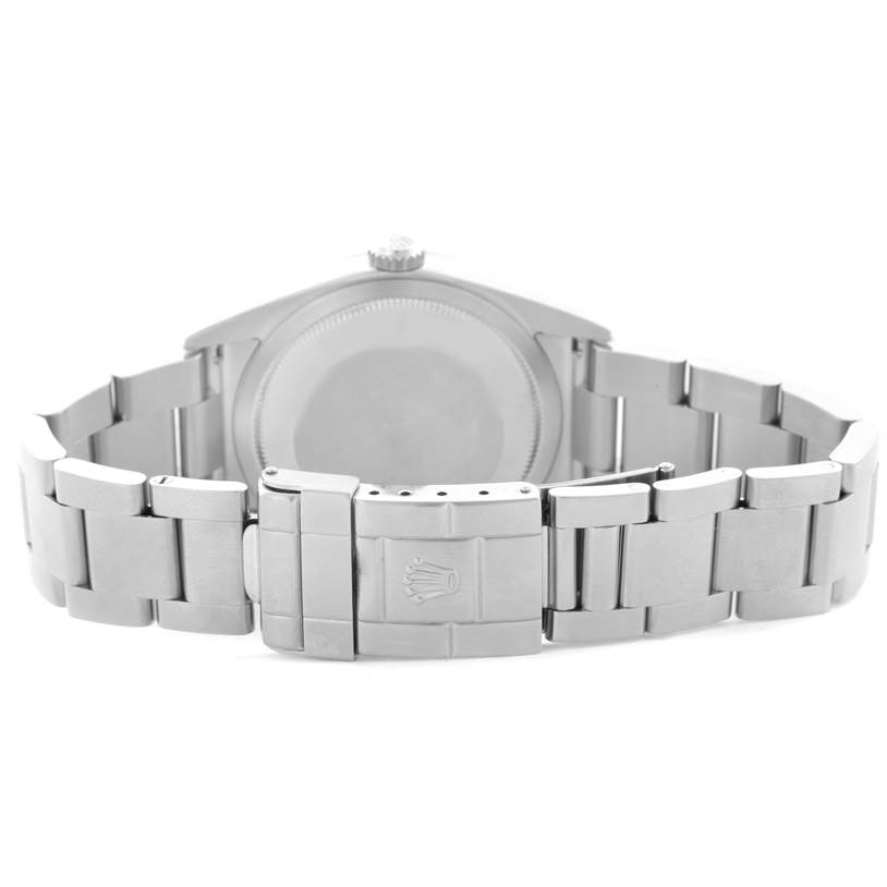 This image shows the back view and bracelet of a Rolex Explorer 114270 Men's Stainless Steel Black Dial 114270 Men's Stainless Steel Black Dial watch.