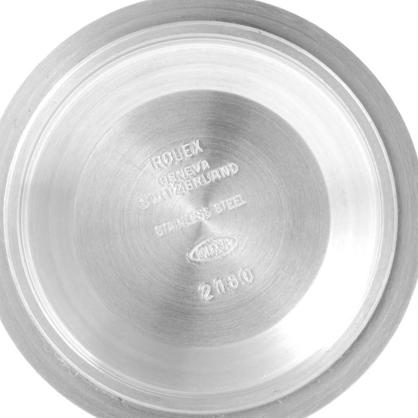 This image shows the inside of the case back of a Rolex Explorer 16570 Men's Stainless Steel White Dial 16570 Men's Stainless Steel White Dial watch.