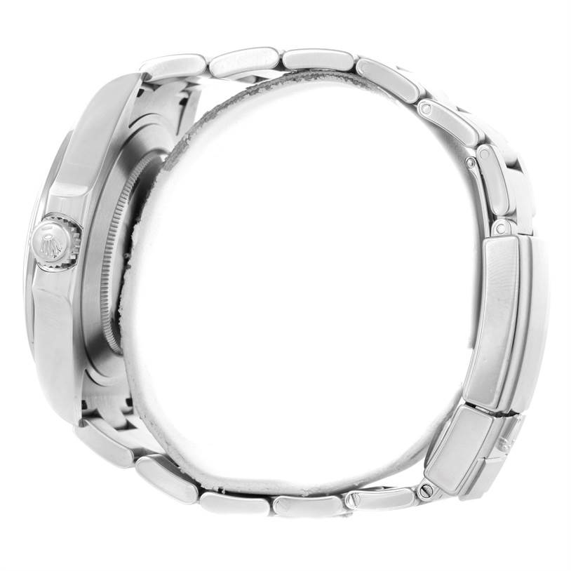 The image shows a Rolex Explorer 216570 Men's Stainless Steel White Dial 216570 Men's Stainless Steel White Dial watch in a side profile, highlighting the crown, case, and bracelet.