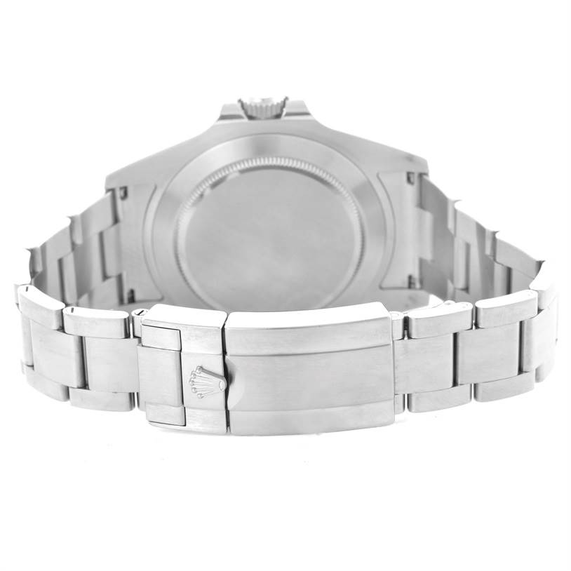 This image shows the back case and clasp of a Rolex Explorer 216570 Men's Stainless Steel White Dial 216570 Men's Stainless Steel White Dial watch.