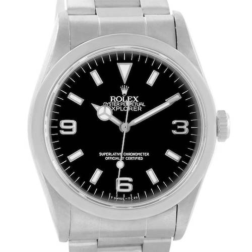 Photo of Rolex Explorer I Mens Steel Black Dial Oyster Bracelet Watch 14270