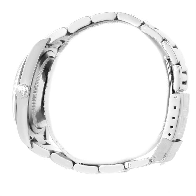 The image shows a side profile of the Rolex Explorer 114270 Men's Stainless Steel Black Dial 114270 Men's Stainless Steel Black Dial model watch, focusing on the clasp, bracelet, and case.