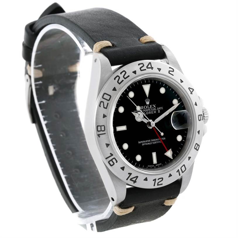 The image shows a Rolex Explorer 16570 Men's Stainless Steel Black Dial 16570 Men's Stainless Steel Black Dial watch from a front angle, displaying the dial, bezel, and strap.