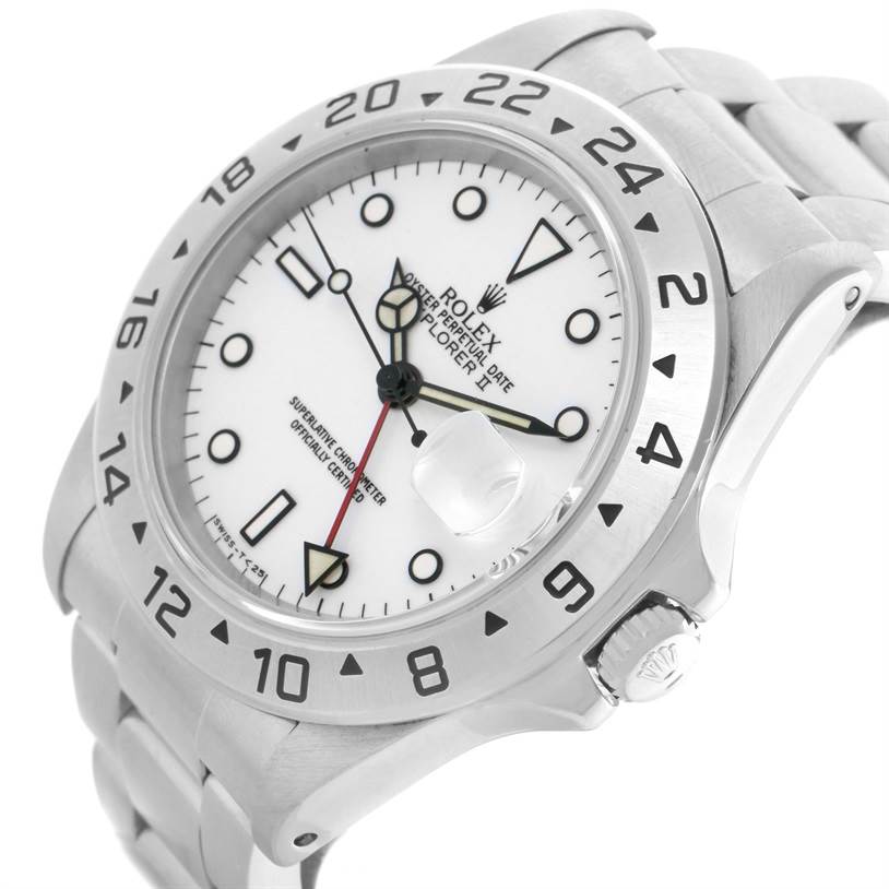 This image shows a Rolex Explorer 16570 Men's Stainless Steel Silver Dial 16570 Men's Stainless Steel Silver Dial watch at an angled view, highlighting the dial, bezel, and crown.