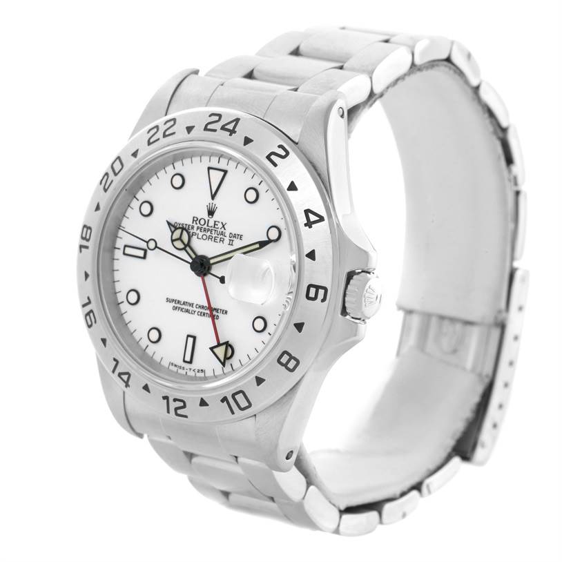 The image shows a Rolex Explorer 16570 Men's Stainless Steel Silver Dial 16570 Men's Stainless Steel Silver Dial watch from a front-left angle, highlighting the face, bezel, and part of the band.