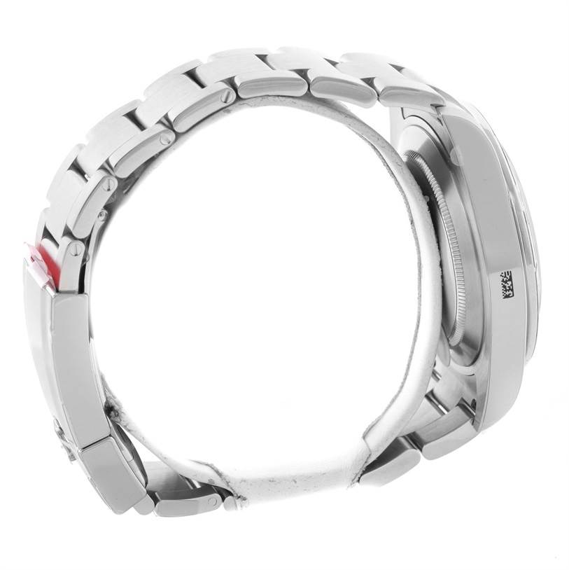 The image shows a side view of the Rolex Explorer 216570 Men's Stainless Steel Black Dial 216570 Men's Stainless Steel Black Dial watch, highlighting the bracelet and the edge of the watch case.