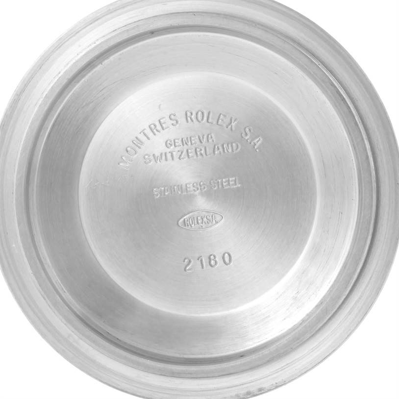 This image shows the inside case back of the Rolex Explorer 16570 Men's Stainless Steel White Dial 16570 Men's Stainless Steel White Dial model.