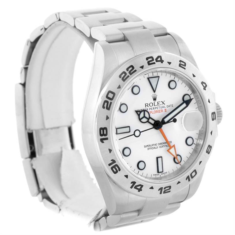 This image displays a Rolex Explorer 216570WSO Men's Stainless Steel White Dial 216570WSO Men's Stainless Steel White Dial watch from a front angle, showcasing its face with numerals, hands, and bracelet.