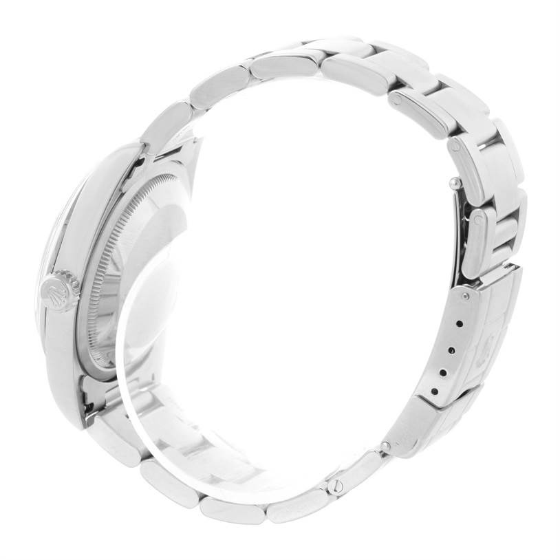 This image shows the side and back of the Rolex Explorer 114270 Men's Stainless Steel Black Dial 114270 Men's Stainless Steel Black Dial model, focusing on the bracelet and clasp.