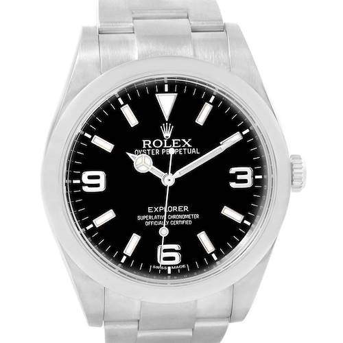 Photo of Rolex Explorer I Stainless Steel Black Dial Mens Watch 214270