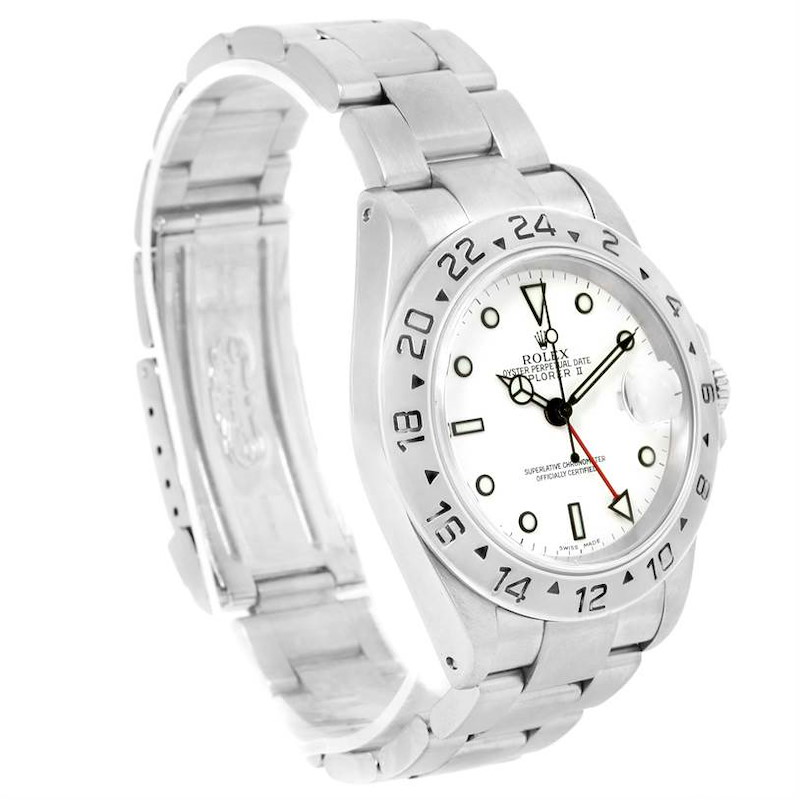Rolex Explorer II White Dial Stainless Steel Date Mens Watch 16570 SwissWatchExpo