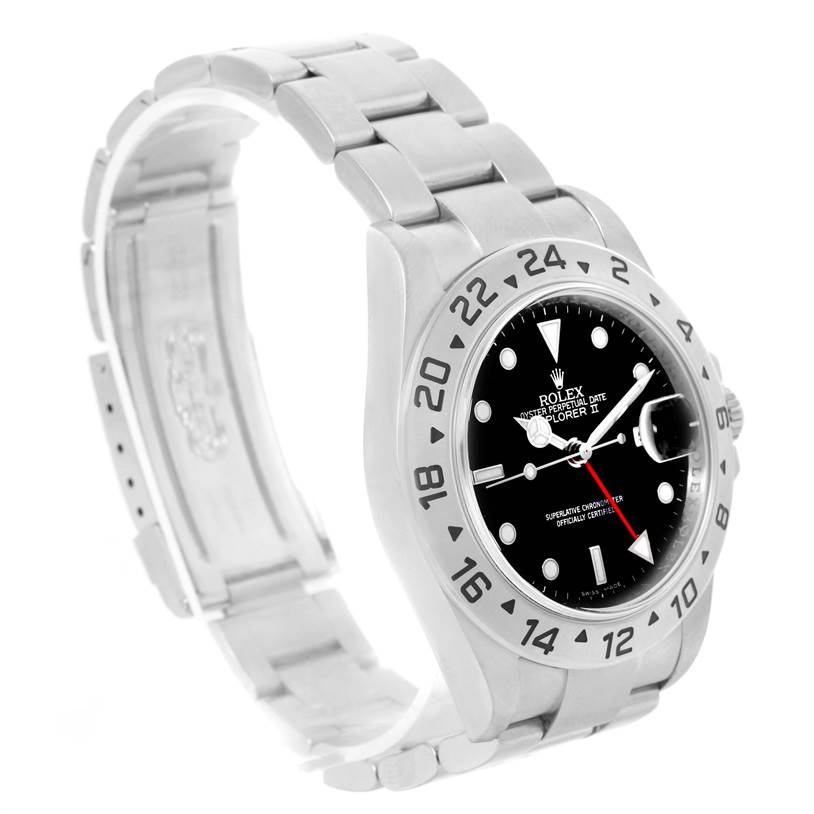 The image shows a Rolex Explorer 16570 Men's Stainless Steel Black Dial 16570 Men's Stainless Steel Black Dial watch at a frontal angle, highlighting its dial, bezel, and bracelet.