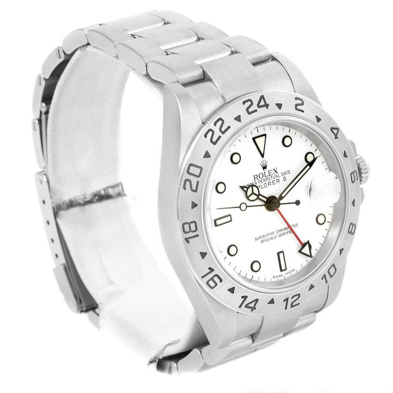 Rolex Explorer II White Dial Stainless Steel Date Watch 16570 SwissWatchExpo