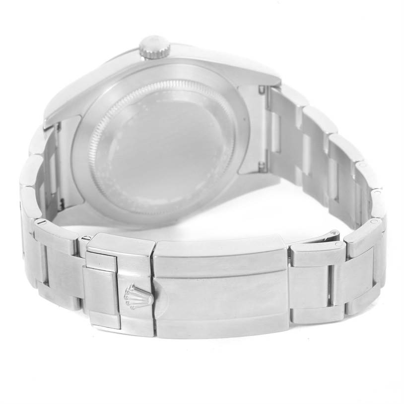 The image shows the back side and clasp of a Rolex Explorer 214270 Men's Stainless Steel Black Dial 214270 Men's Stainless Steel Black Dial model watch, focusing on the bracelet and case back.