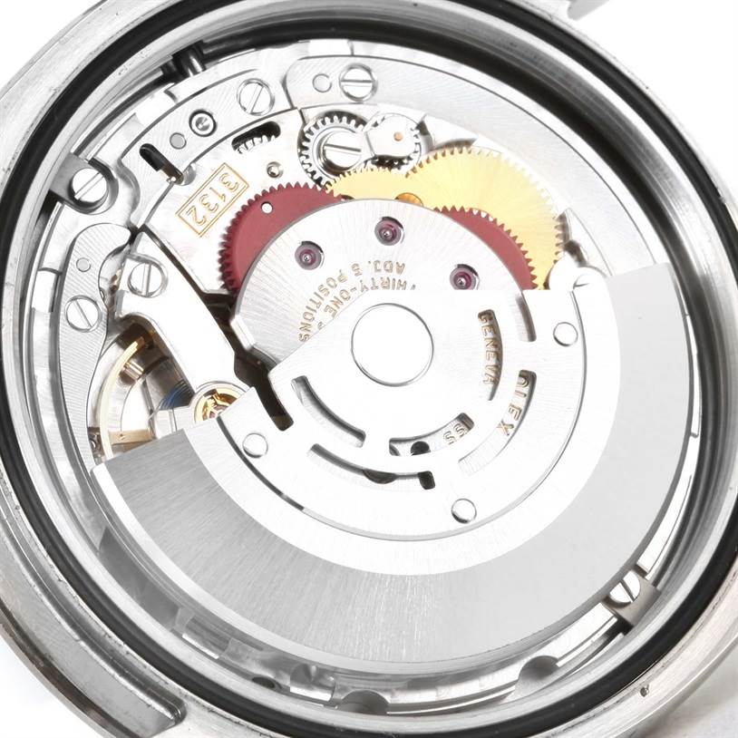 This image shows the movement mechanism from the back of a Rolex Explorer 214270 Men's Stainless Steel Black Dial 214270 Men's Stainless Steel Black Dial watch.