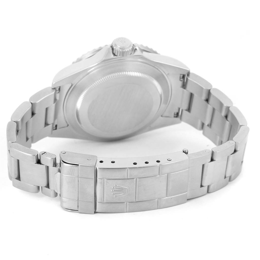 The image shows the back case and bracelet clasp of a Rolex Explorer 16610LV Men's Stainless Steel Black Dial 16610LV Men's Stainless Steel Black Dial watch.