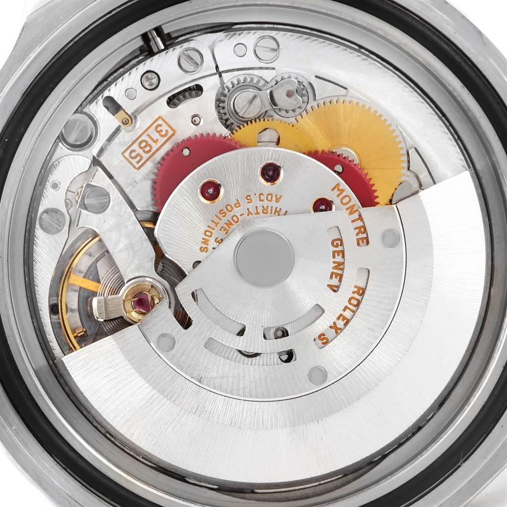 The image shows the internal mechanical movement of a Rolex Explorer 16570 Men's Stainless Steel Black Dial 16570 Men's Stainless Steel Black Dial model watch, viewed from the back.