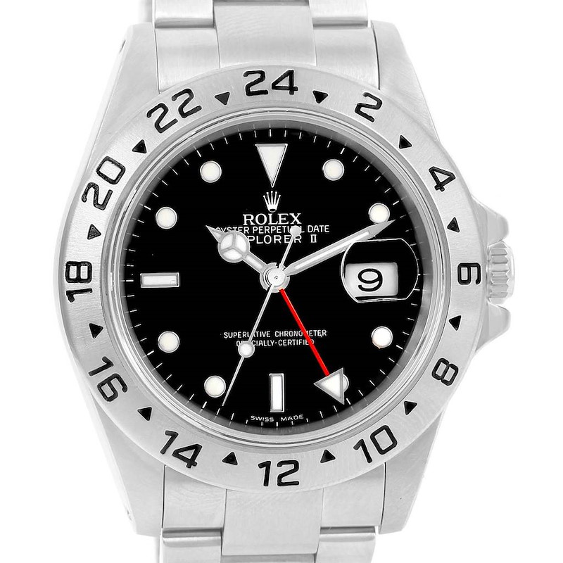 Rolex Explorer II Black Dial Stainless Steel Mens Watch 16570 SwissWatchExpo