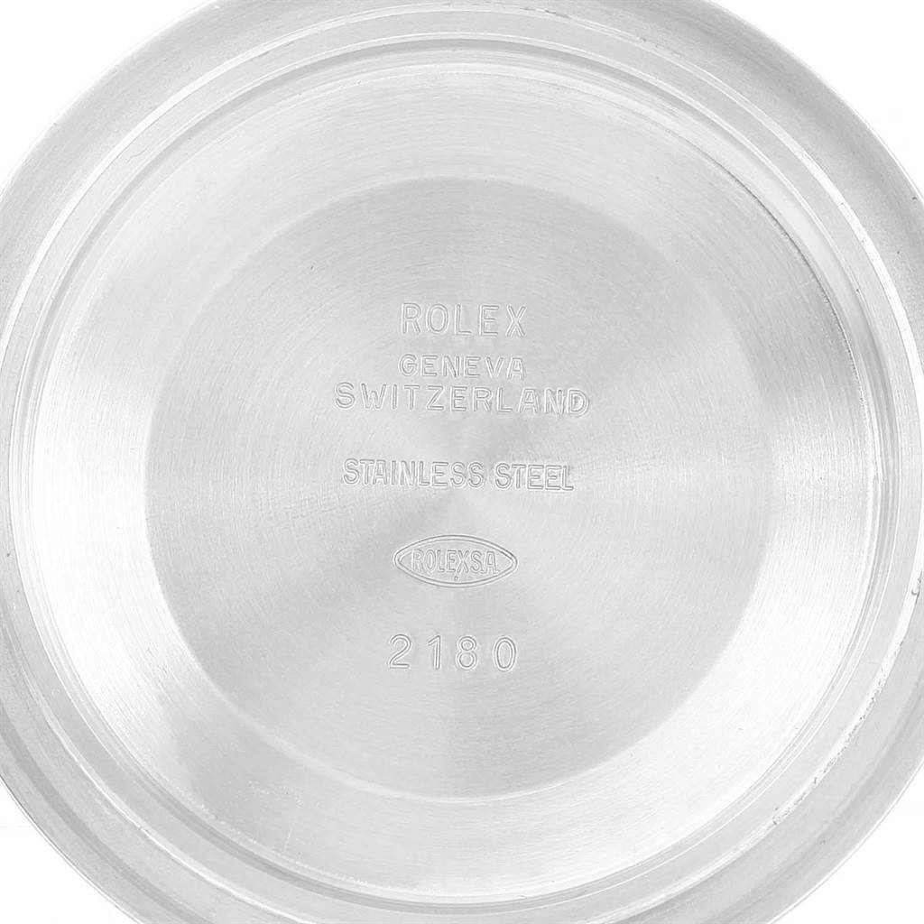 This image shows the stainless steel case back of a Rolex Explorer 16570 Men's Stainless Steel Black Dial 16570 Men's Stainless Steel Black Dial watch, viewed from the inside.