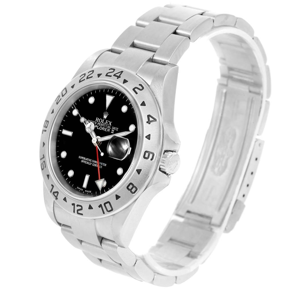 The image shows a Rolex Explorer 16570 Men's Stainless Steel Black Dial 16570 Men's Stainless Steel Black Dial watch at an angle highlighting its bezel, dial, crown, and partially open bracelet.