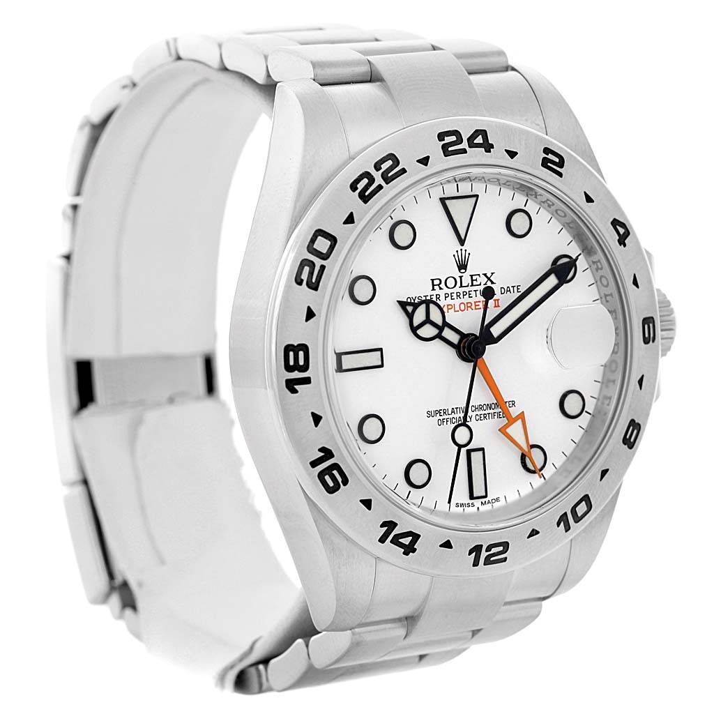 The image shows a Rolex Explorer 216570 Men
s Stainless Steel White Dial 216570 Men
s Stainless Steel White Dial watch angled to display the face, bezel, crown, and part of the bracelet.