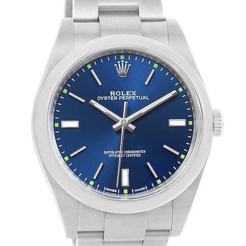 Photo of Rolex Oyster Perpetual 39 Blue Dial Mens Watch 114300 Unworn
