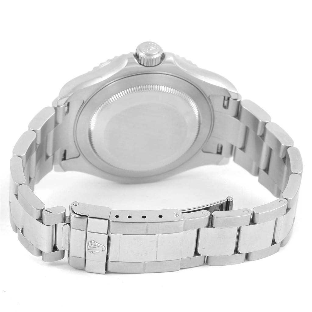 The image shows the backside of a Rolex Explorer 16622 Men's Stainless Steel Silver Dial 16622 Men's Stainless Steel Silver Dial watch, focusing on the case back, bracelet, and clasp.