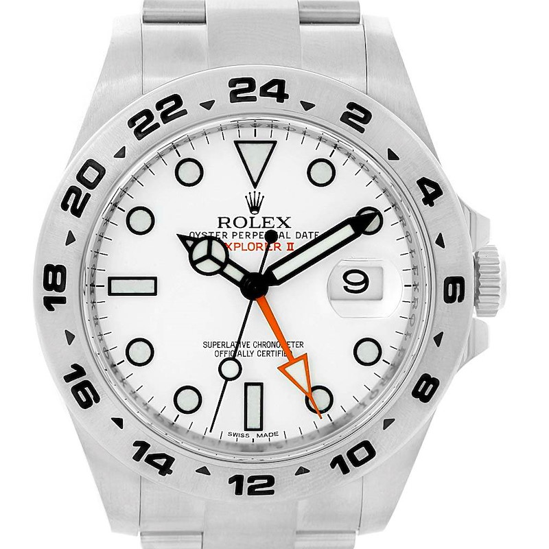Rolex Explorer II Stainless Steel White Dial Mens Watch 216570 SwissWatchExpo
