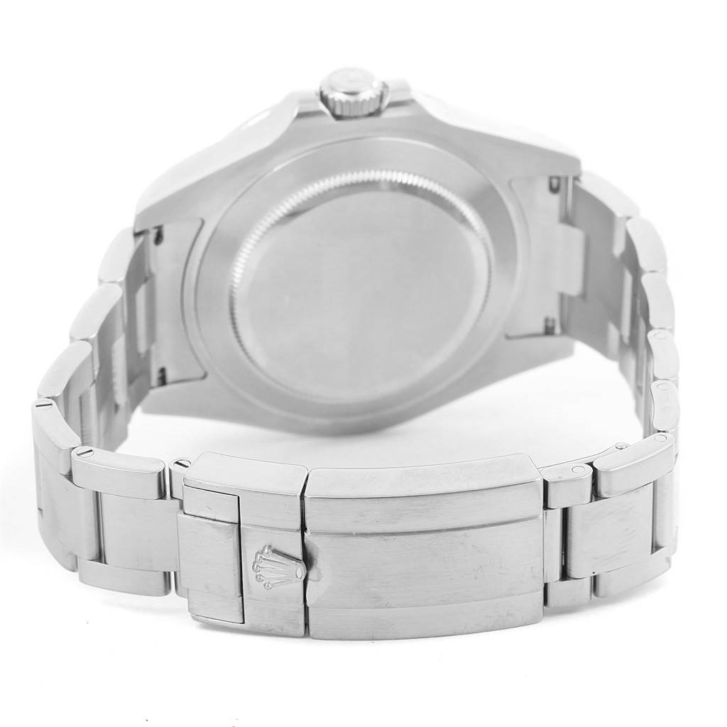 The image shows the back view of a Rolex Explorer 216570 Men's Stainless Steel White Dial 216570 Men's Stainless Steel White Dial watch, detailing the case back and bracelet clasp.