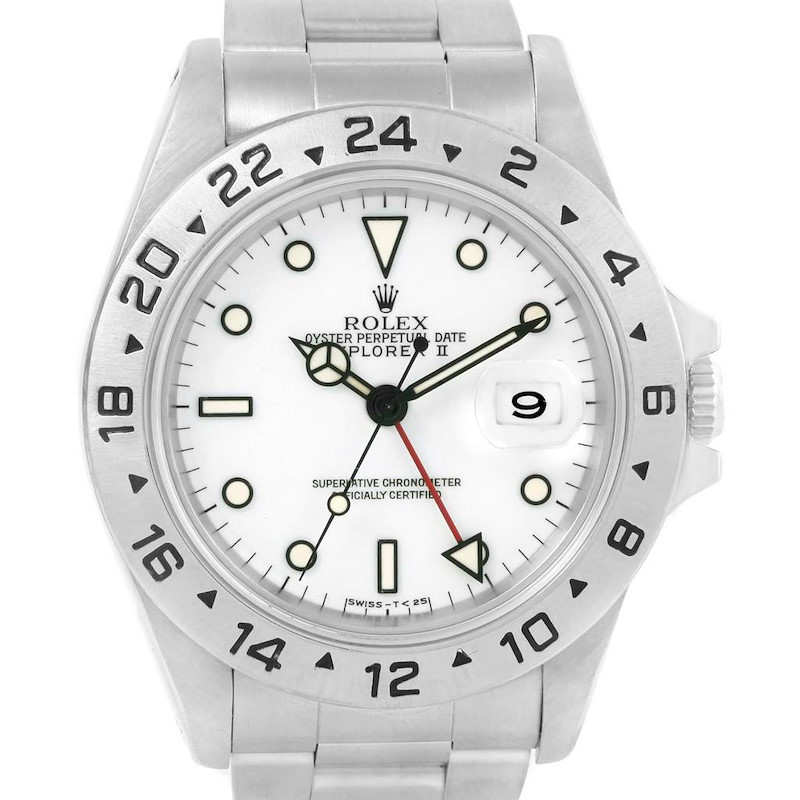 Rolex Explorer II White Dial 40mm Stainless Steel Mens Watch 16570 SwissWatchExpo