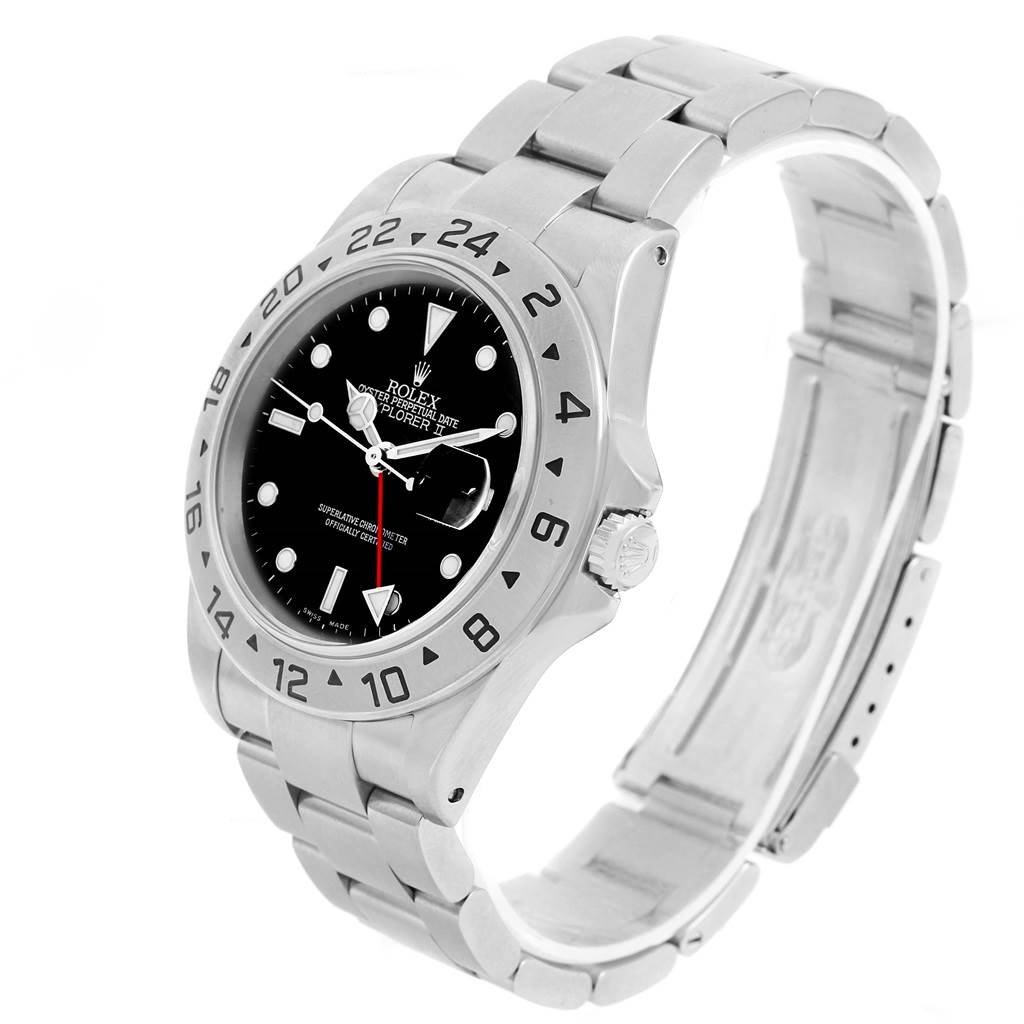 This image shows a Rolex Explorer 16570 Men's Stainless Steel Black Dial 16570 Men's Stainless Steel Black Dial watch at a three-quarter angle, highlighting the dial, bezel, and bracelet.