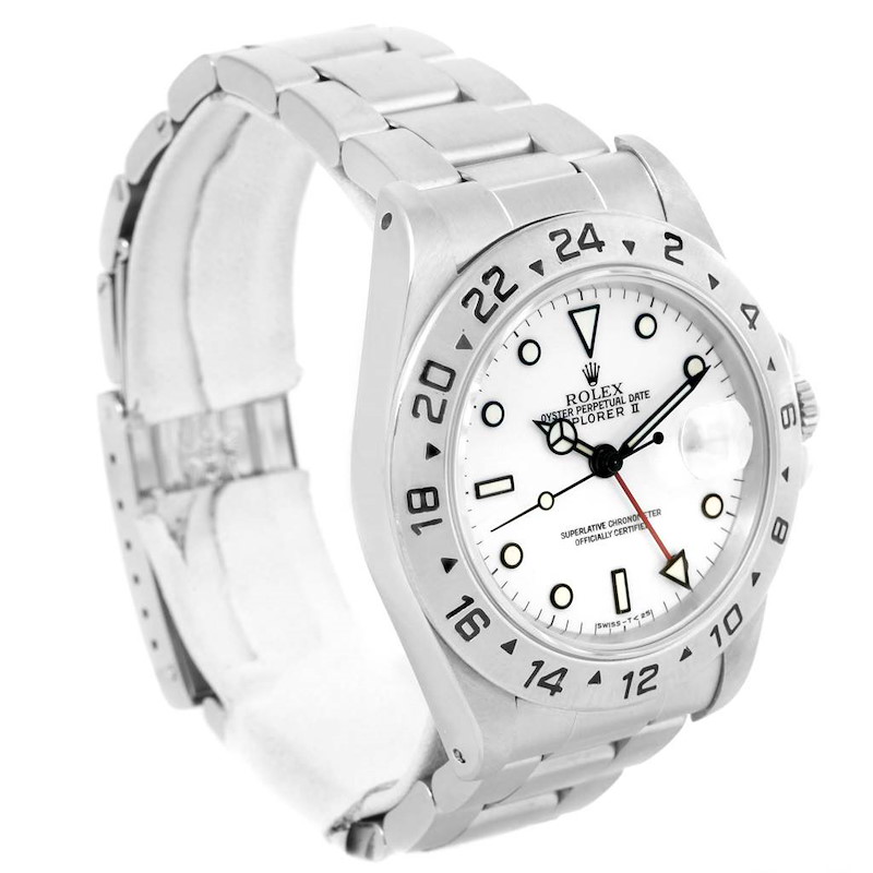 Rolex Explorer II White Dial Oyster Bracelet 40mm Mens Watch 16570 SwissWatchExpo