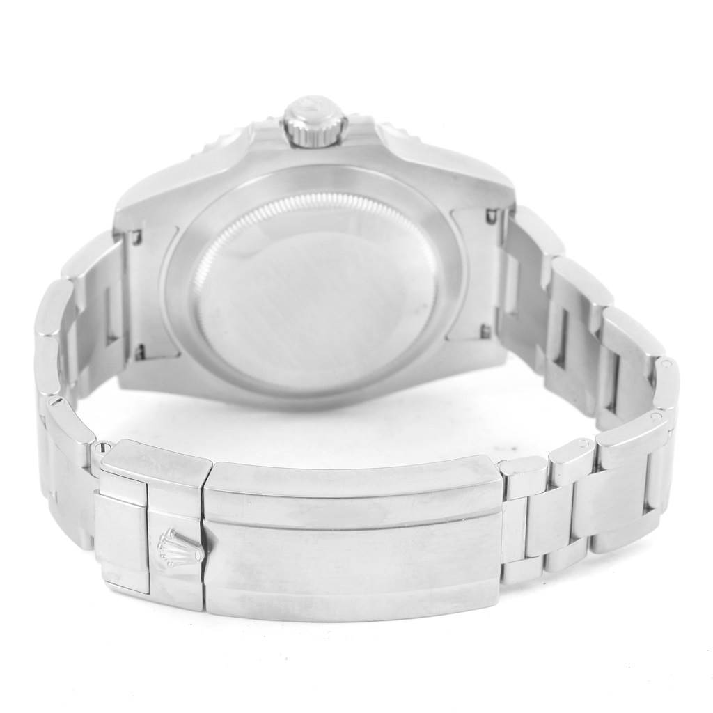 This image shows the back case and clasp of a Rolex Explorer 114060 Men's Stainless Steel Black Dial 114060 Men's Stainless Steel Black Dial watch, viewed from the rear.