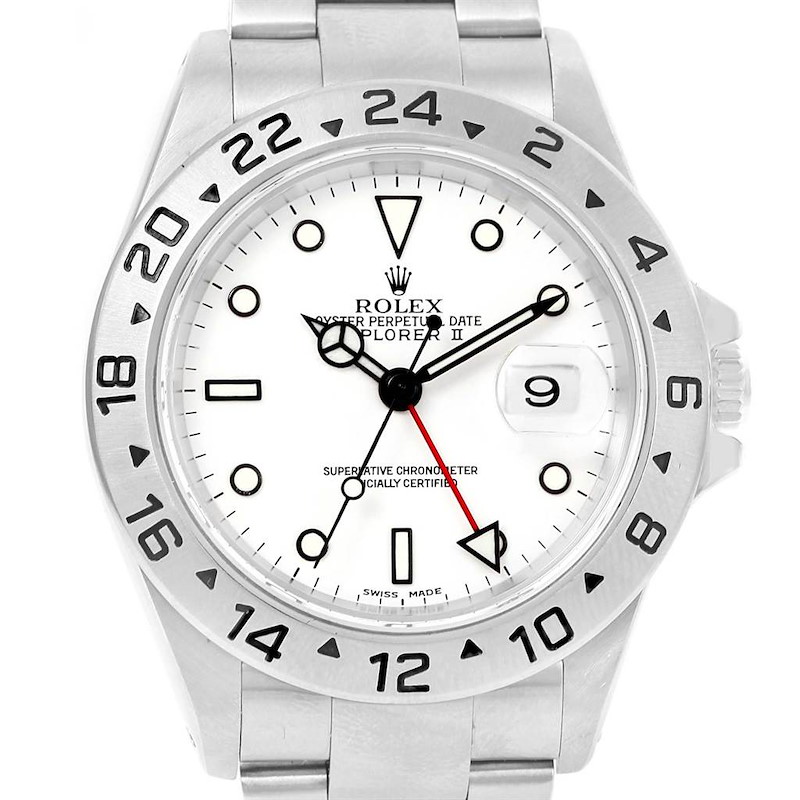 Rolex Explorer II White Dial Steel Mens Watch 16570 Year 2002 SwissWatchExpo
