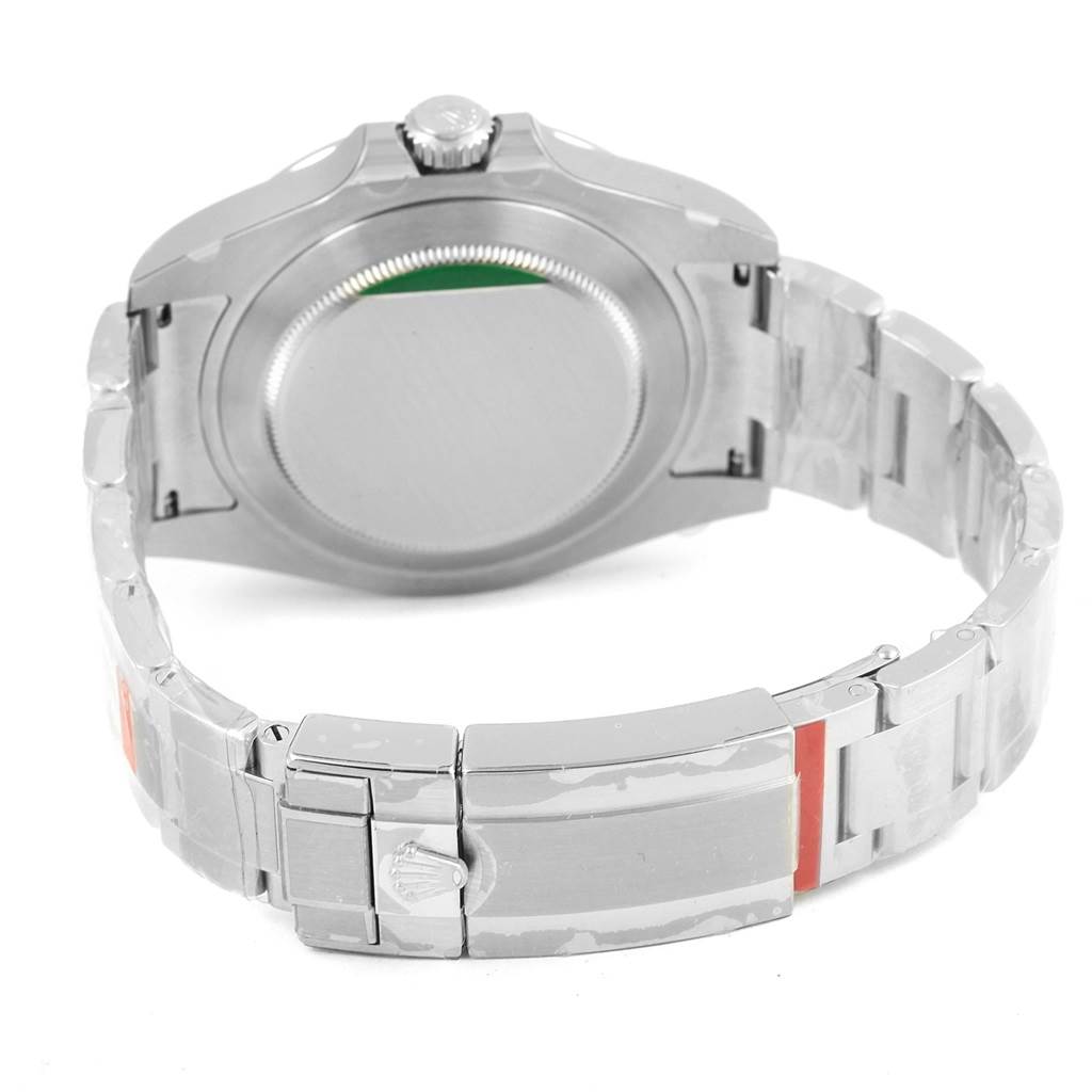 This image shows the back side of a Rolex Explorer 216570 Men's Stainless Steel Black Dial 216570 Men's Stainless Steel Black Dial watch, including the case back, crown, and partially extended bracelet.